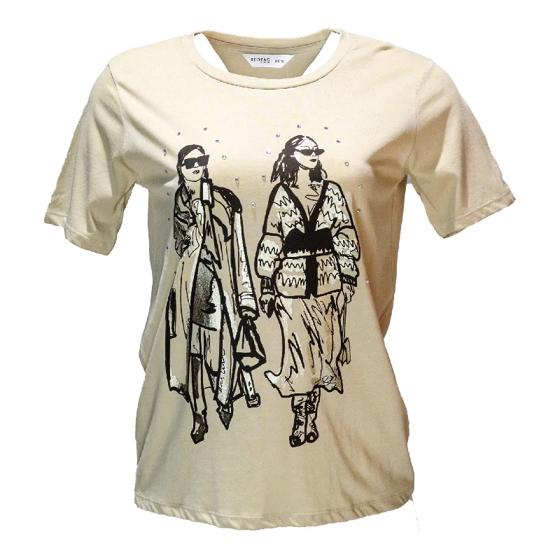 Gift Ideas Beige Embellished T