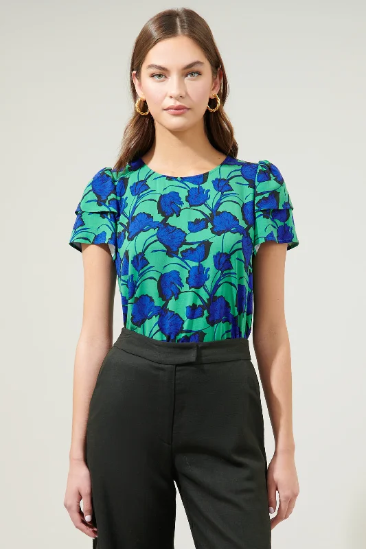 Hot Sale Berry Punch Amrah Flutter Sleeve Top