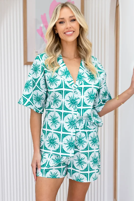 Exclusive Deals Online Molly Shirt Helios Sun Print Emerald