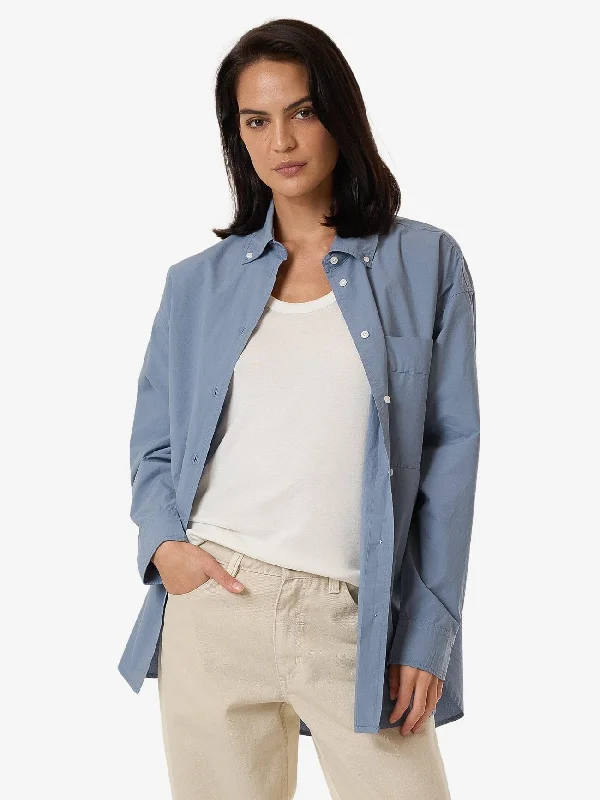 Modish Fashion Discounts Maxwell Poplin Oversized Shirt - Dusty Blue