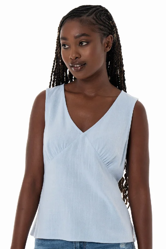 Fashion Sale V-Neck Top _ 153824 _ Blue