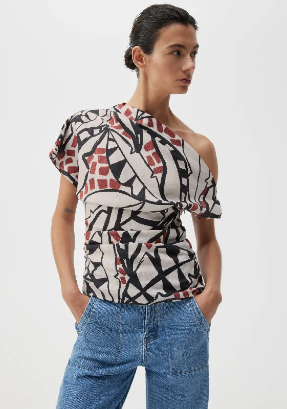 Chic Style, Always In Vogue Malia Linen Top_Print