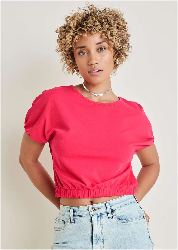 Trendy Styles Banded Waist Top - Barberry