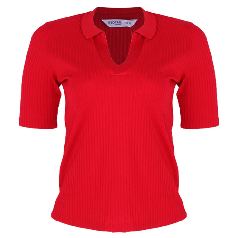 Discover Promotions REDTAG Women's Red Formal Jersey Tops