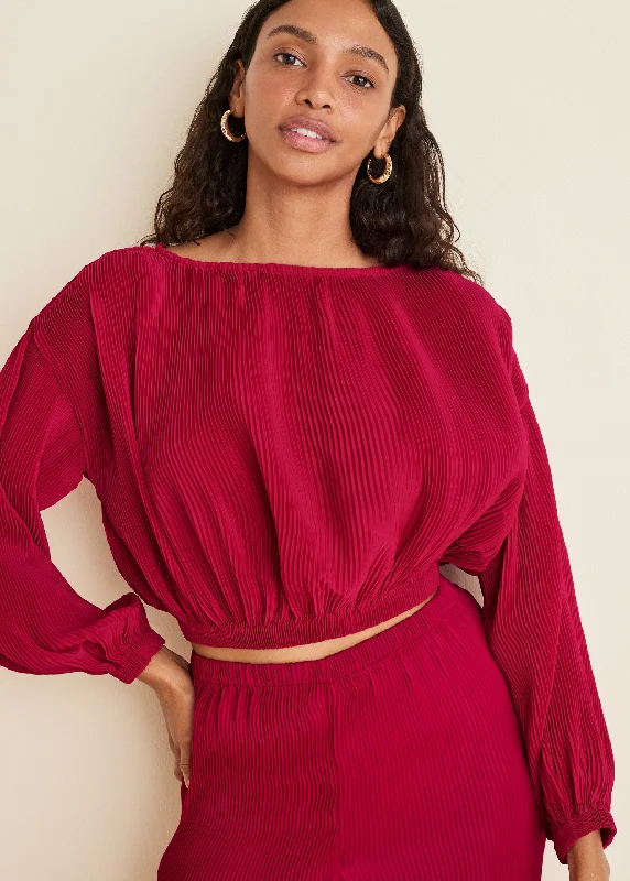 Limited Stock, Big Discounts Plisse Billow Top - Red