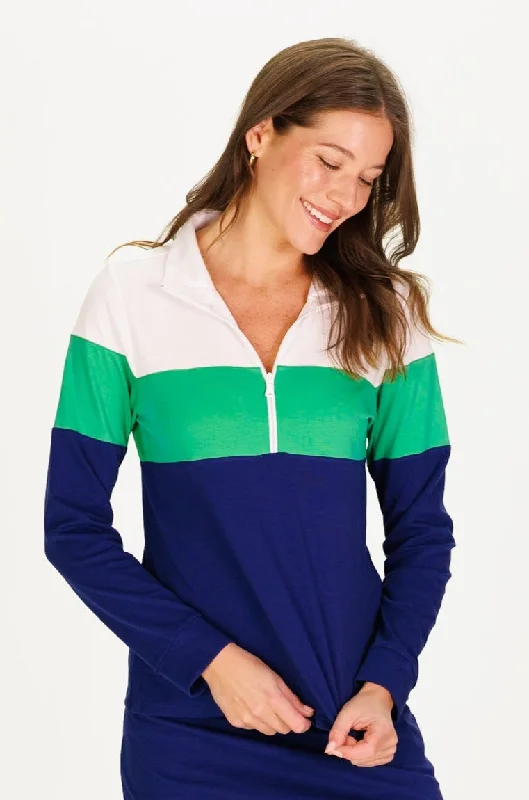 Step Ahead, Lead The Trend The Pique Misty Quarter Zip in Navy Colorblock