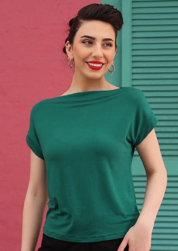 On-Trend Fashion Offers Wide Neck Mod Top Jade Green