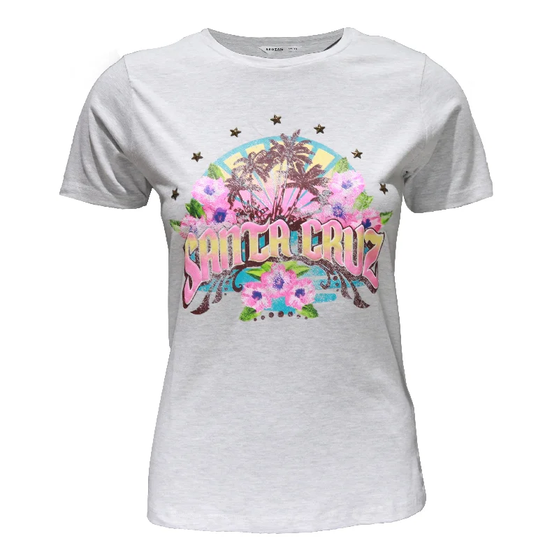 Premium Fashion Grey Embellished T Shirt