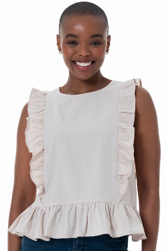 Fashion Sale Peplum Top _ 154775 _ Stone