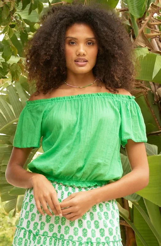 Imeless Style Ilana Frill Organic Cotton Gauze Top | Green