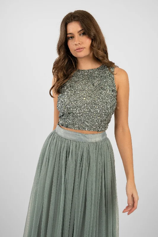 Style Redefined Picasso Teal Sequin Top