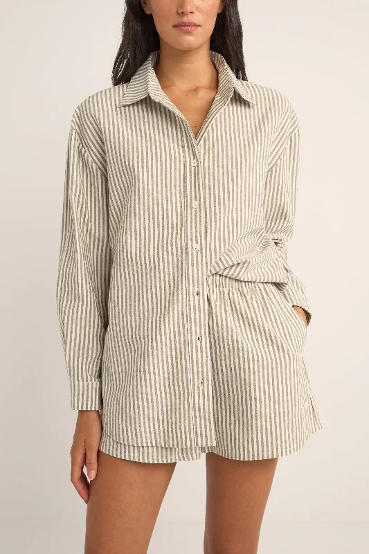 Vintage Style Deals Valley Stripe Oversized Shirt Ivy