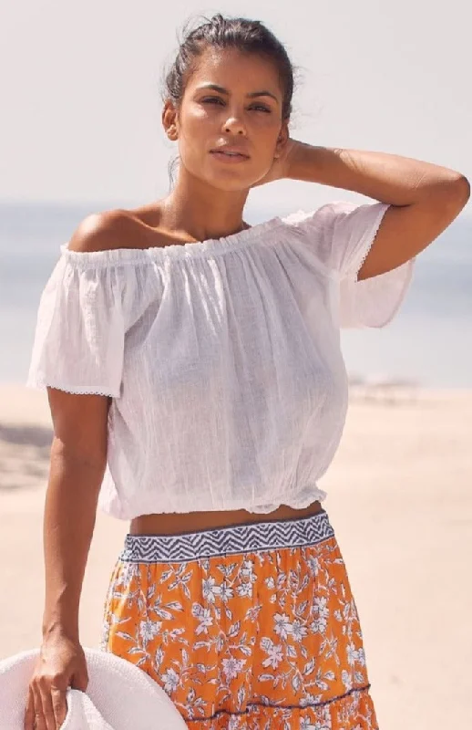Clearance Event Ilana Frill Organic Cotton Gauze Top | White