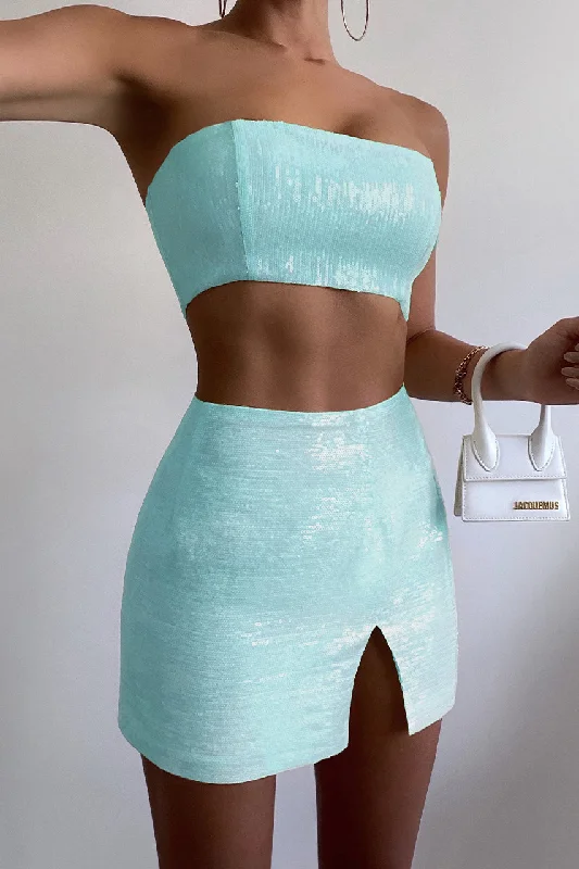Premium Style Offers THE SEQUIN BANDEAU - AQUA