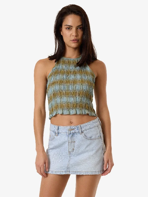 Trendy Women's Wear Collection Ansley Halter Top - Stone Blue
