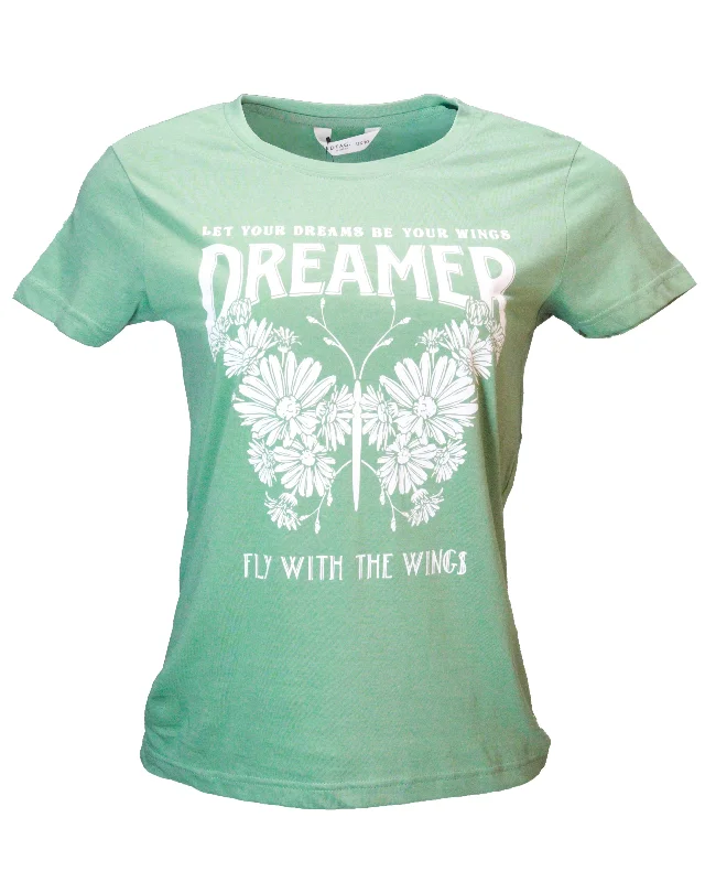 Don't Miss Out Green Printed T Shirt