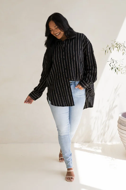 Holiday Attire Sale Amore Shirt | Black/Beige Stripe