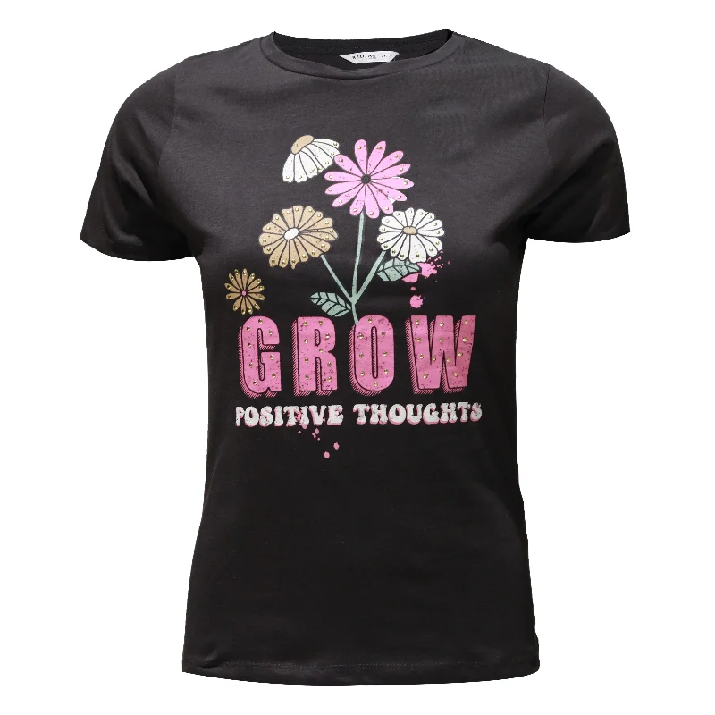 Affordable Luxury Fashion Black Embellished T Shirt