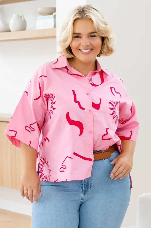 Unleash Your Trend Driven Style Siarra Shirt Dali Print Pink