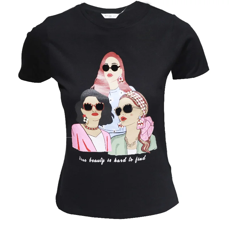 Timeless Elegance Sale Charcoal  Embellished T Shirt