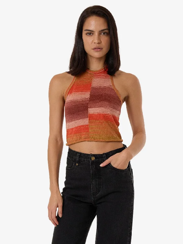 Find Your Unique Flair Rise Knit Halter Top - Berry