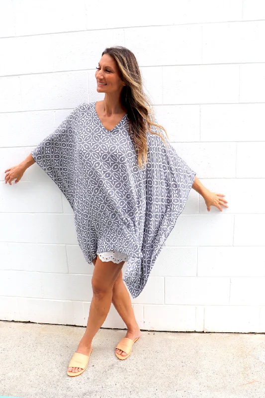 Limited Time Flash Sale Short Kaftan in Metric Grey