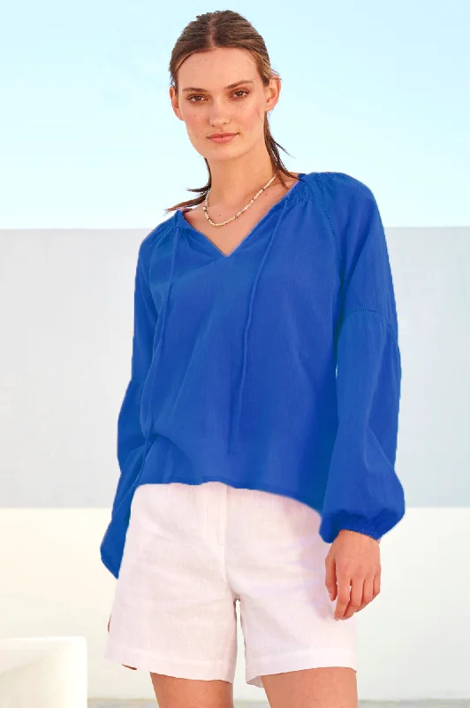 Premium Fashion Ida Organic Cotton Top | Cobalt Blue
