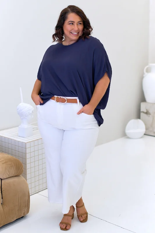 Vintage-Modern Style Offers Brodie Drape Top Navy