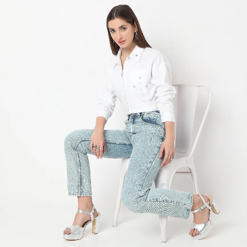 Seasonal Fashion Embellished Full Sleeve Collared Shirt