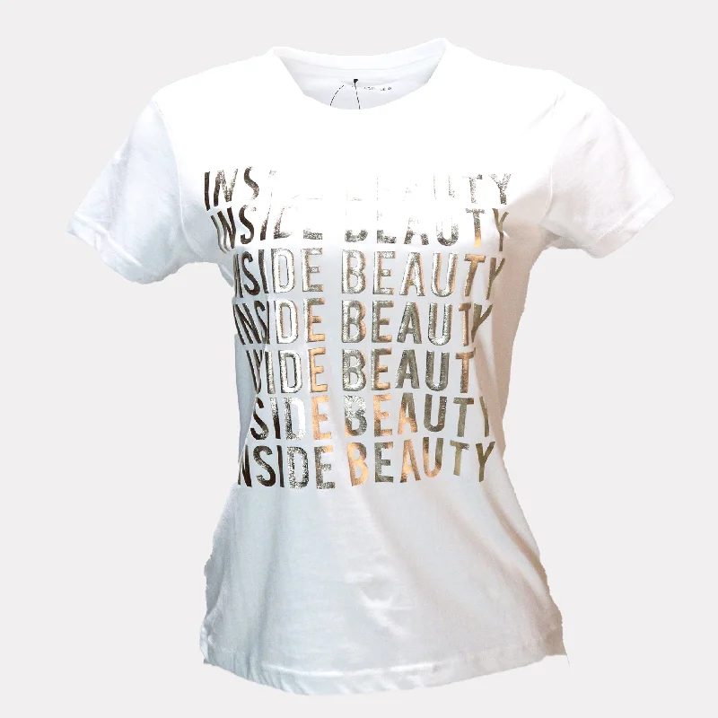 Stay Ahead In Style White Beauty Foil Printed T Shirt