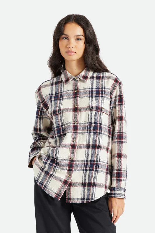 Top Brand Discounts Bowery Boyfriend L/S Flannel - Dove/Mahogany