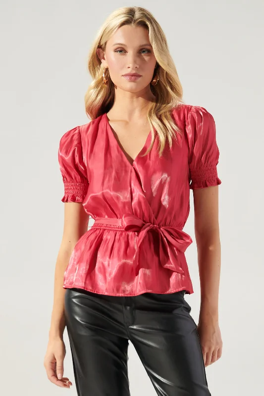 Urban Fashion Dream Girl Puff Sleeve Surplice Top