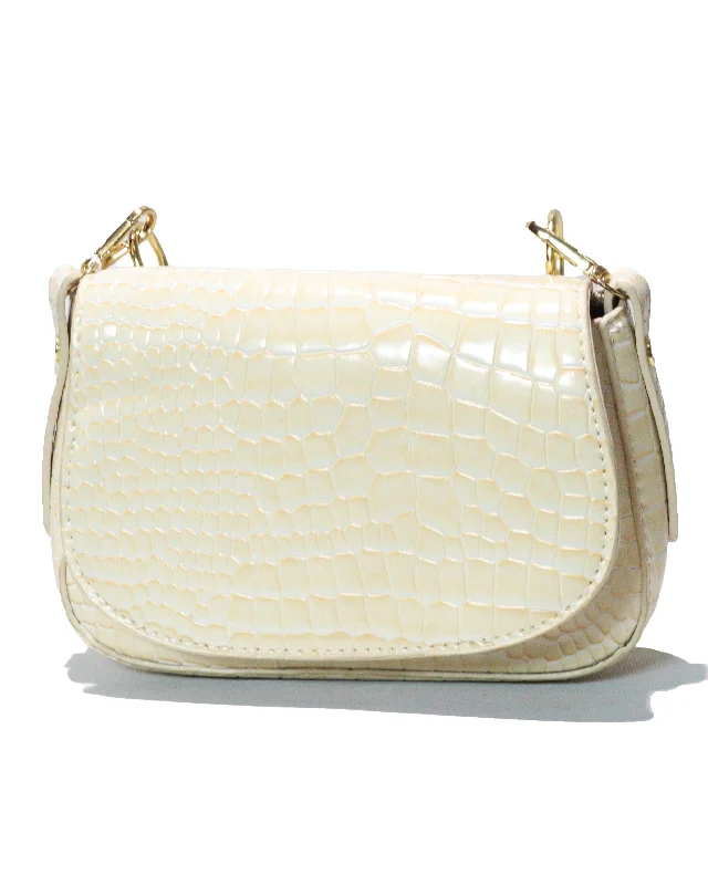 Classy Style Discounts White Texture Embellished Crossbody Bag