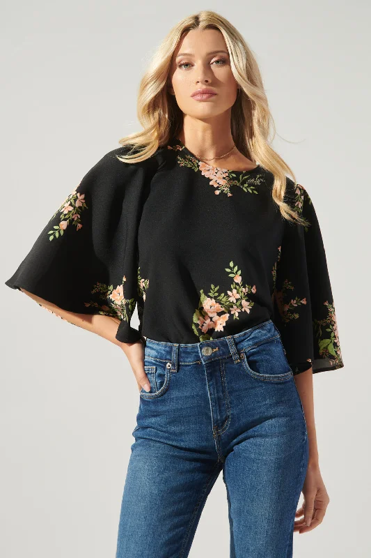 The Good Stuff Jasleen Floral Lital Flutter Sleeve Top