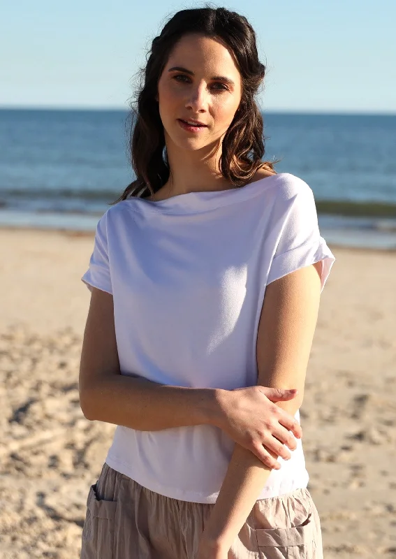 Vintage Style Deals Wide Neck Mod Top White