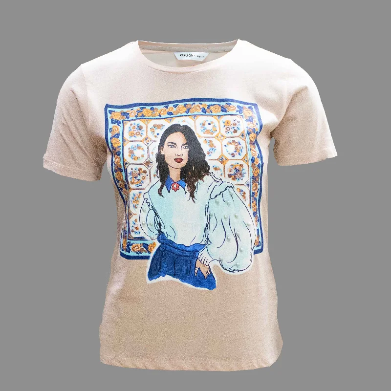 Premium Style Pink Embellished T Shirt