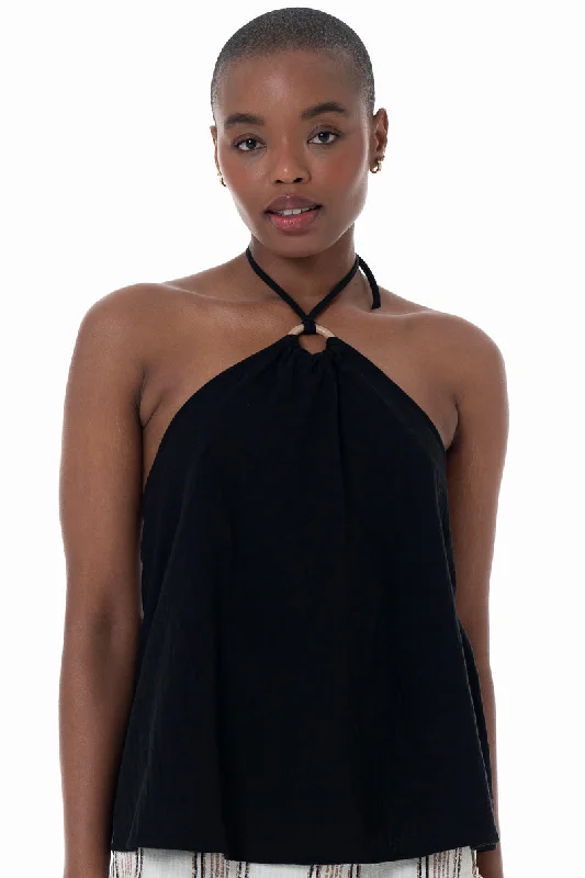 Sophisticated Fashion Halter Trapeze Top _ 152244 _ Black