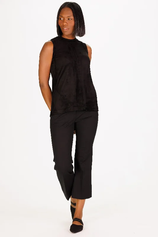 Comfortable Chic Lilliana Top in Black Stretch Suede
