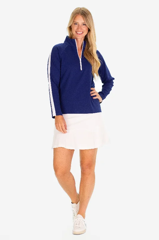 The Latest Trends The Pique Everett Quarter Zip in Royal Navy