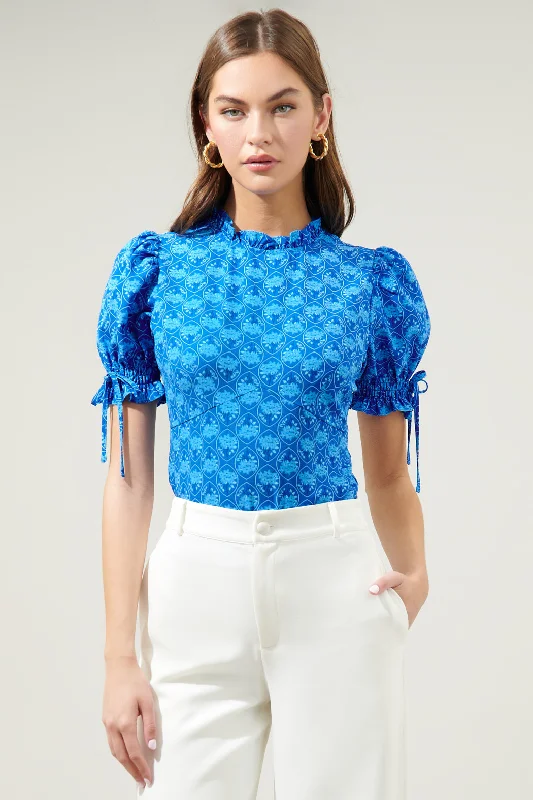 Massive Selection Sale Driftwood Floral Smocked Back Cut Out Top