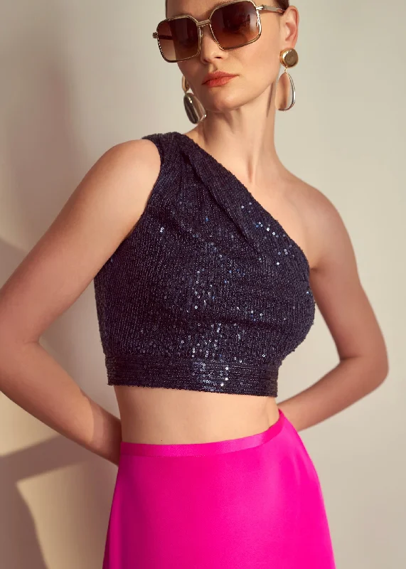 Fashion Sale Yan Top - Navy Sequin