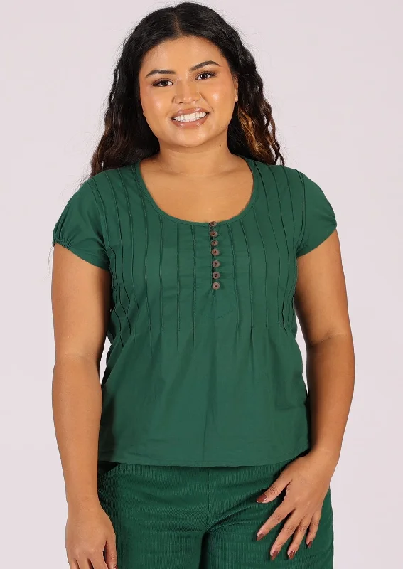 Feminine Luxe Style Sale Yasmin Top Hunter Green