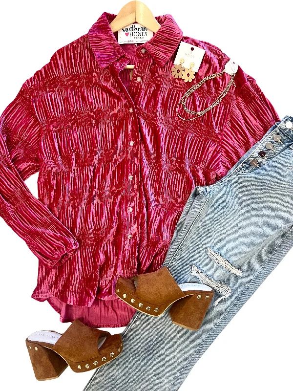 Elevated Casual Discounts The Patricia Velvet Shirt