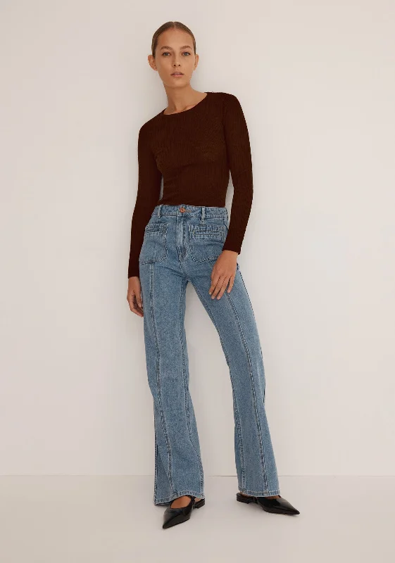 Luxury Fashion Morri Merino Rib Round Neck_Chocolate