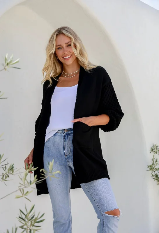 Limited Stock, Big Discounts Honeycomb Cardi in Black