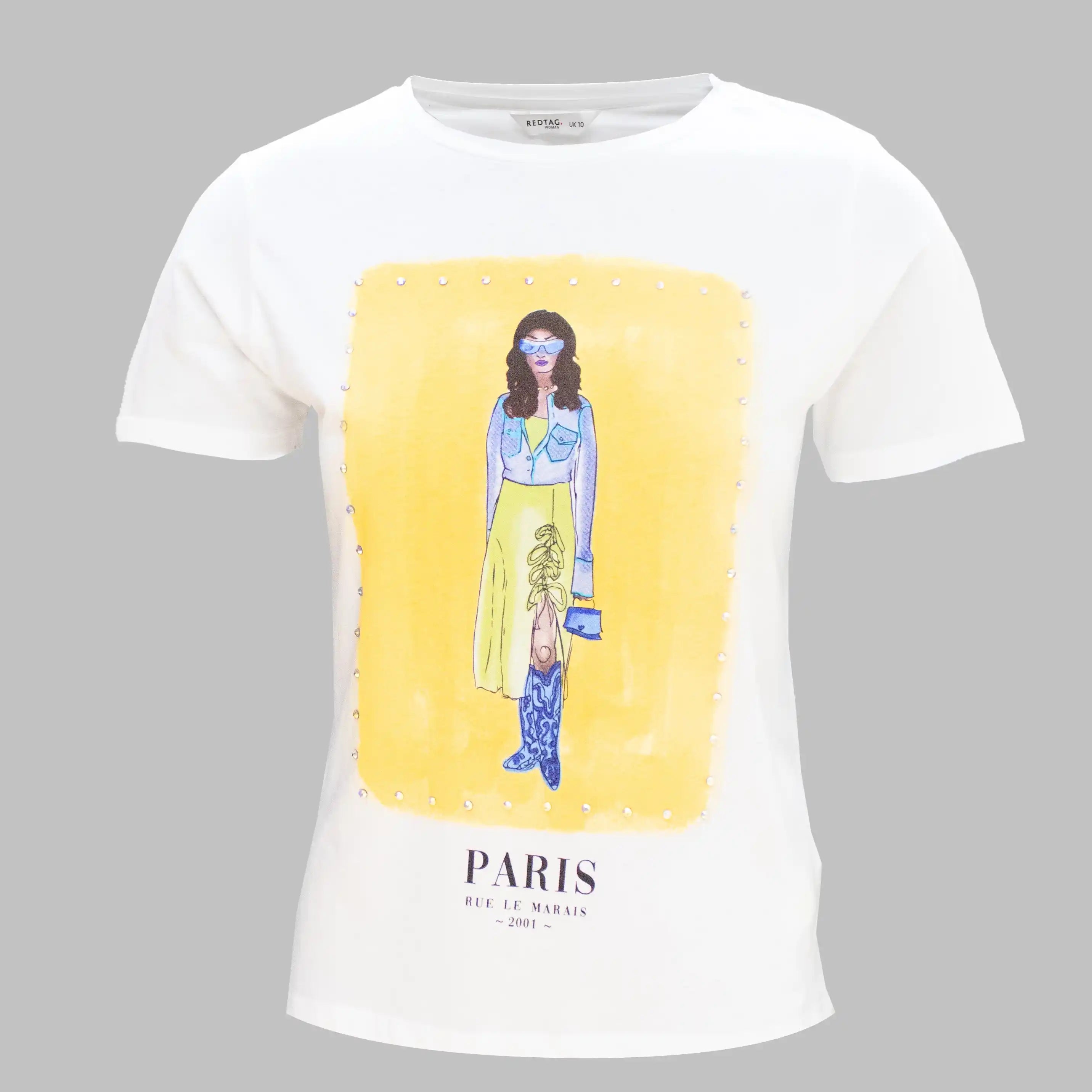 Bold Style Discounts White Embellished T Shirt