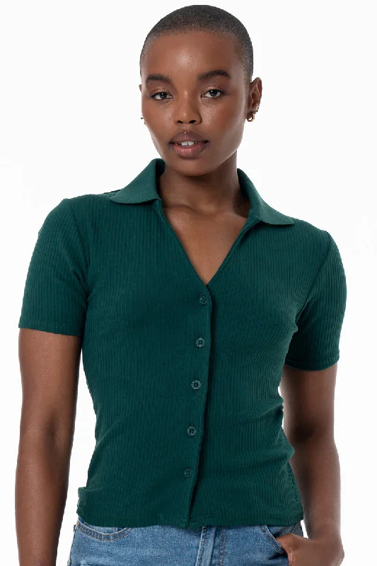 Fashion Forward, Function First Mock Button Top _ 154504 _ Green