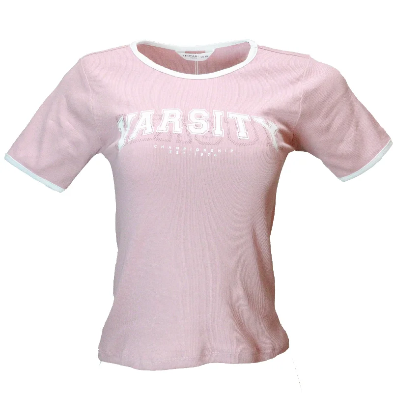 Massive Savings Mauve Rib Contrast T Shirt