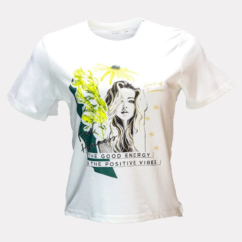 Browse Our Top Products Ivory Placement Print Crew Neck T Shirt