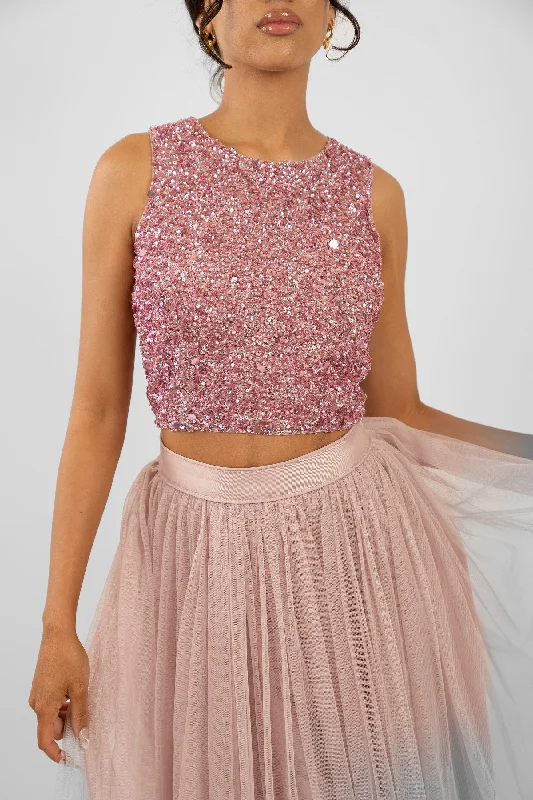 Chic & Cozy Collection Picasso Pink Sequin Top